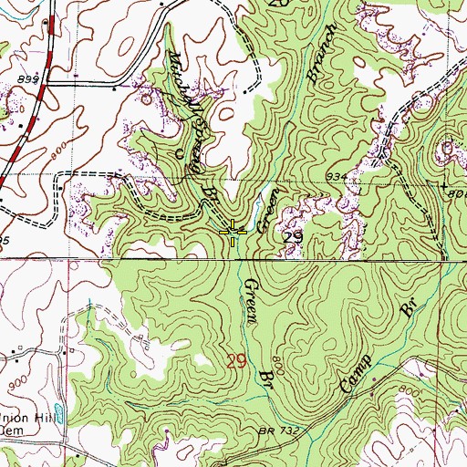 Topographic Map of Mitchell Spring Branch, AL