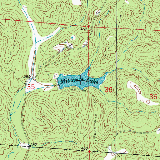 Topographic Map of Mitchum Lake, AL