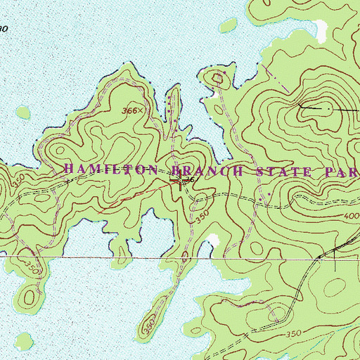 Topographic Map of Hamilton Branch State Park, SC