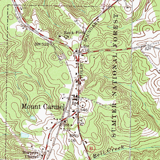 Topographic Map of Mount Carmel Historic District, SC