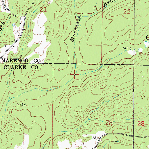 Topographic Map of Moccasin Branch, AL