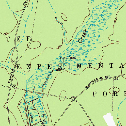 Topographic Map of Back Dam, SC