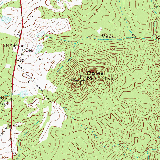 Topographic Map of Boles Mountain, SC