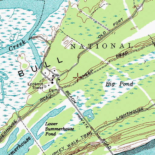 Topographic Map of Bull Island, SC