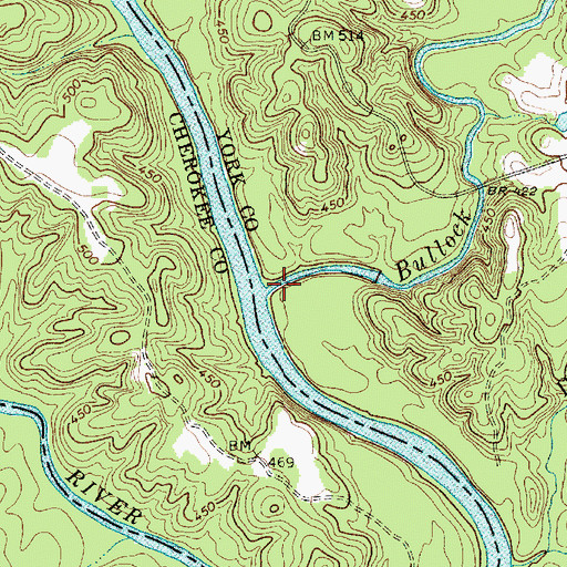 Topographic Map of Bullock Creek, SC