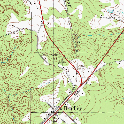 Topographic Map of Cedar Grove Cemetery, SC