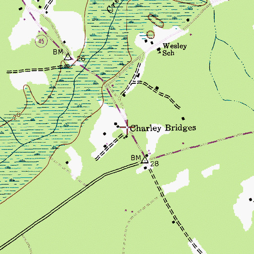 Topographic Map of Charley Bridges, SC