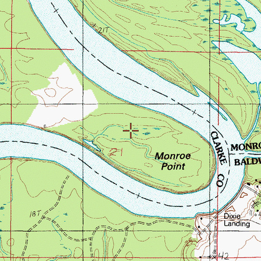 Topographic Map of Monroe Point, AL