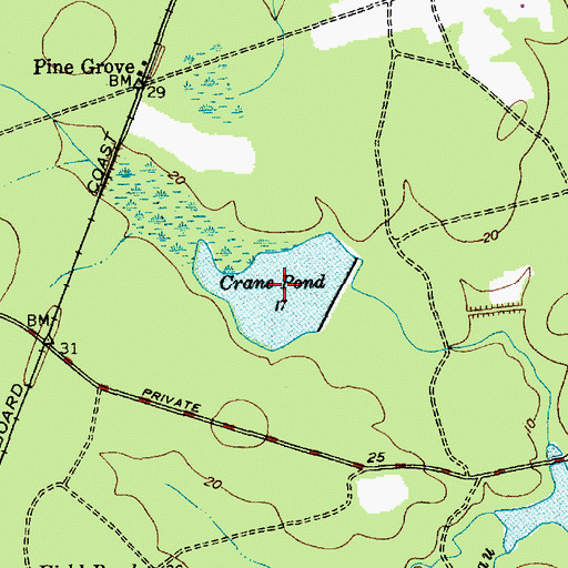 Topographic Map of Crane Pond, SC
