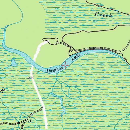 Topographic Map of Dawhoo Lake, SC