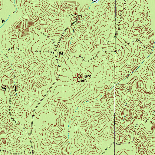 Topographic Map of Dillard Cemetery, SC