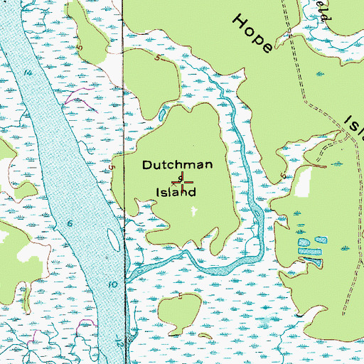 Topographic Map of Dutchman Island, SC