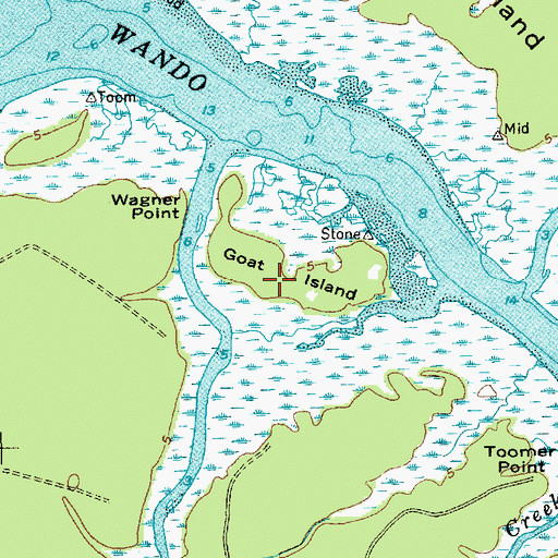 Topographic Map of Goat Island, SC