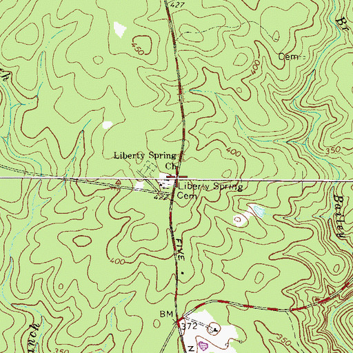 Topographic Map of Liberty Spring Cemetery, SC