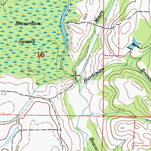 Topographic Map of Moore Branch, AL
