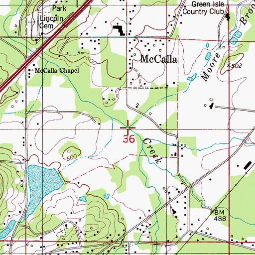 Topographic Map of Moore Brook, AL