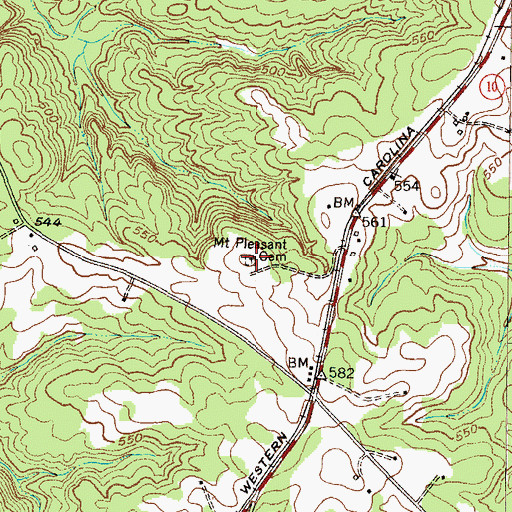 Topographic Map of Mount Pleasant Cemetery, SC