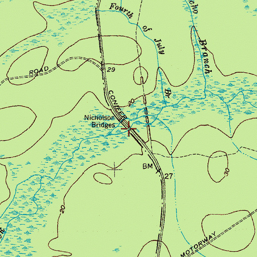 Topographic Map of Nicholson Bridges, SC