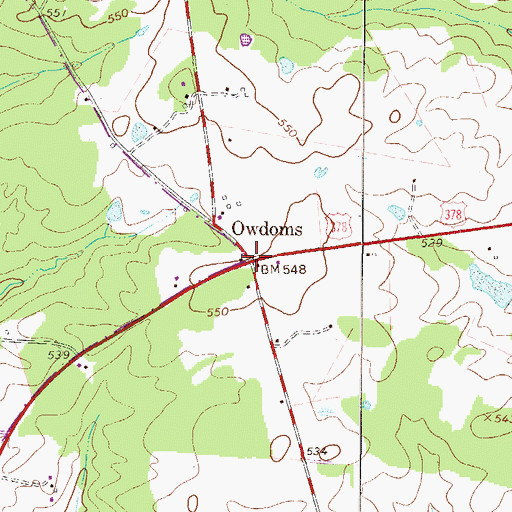 Topographic Map of Owdoms, SC