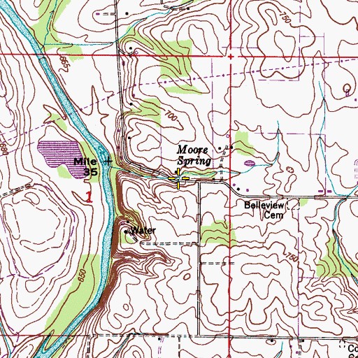 Topographic Map of Moore Spring, AL