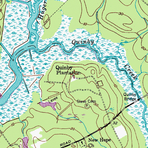 Topographic Map of Quinby Plantation, SC