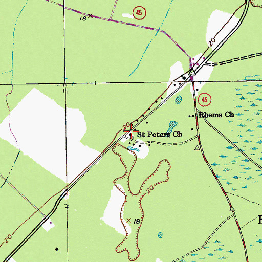 Topographic Map of Saint Peters Church, SC