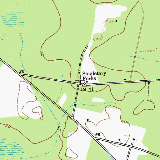 Topographic Map of Singletary Forks, SC