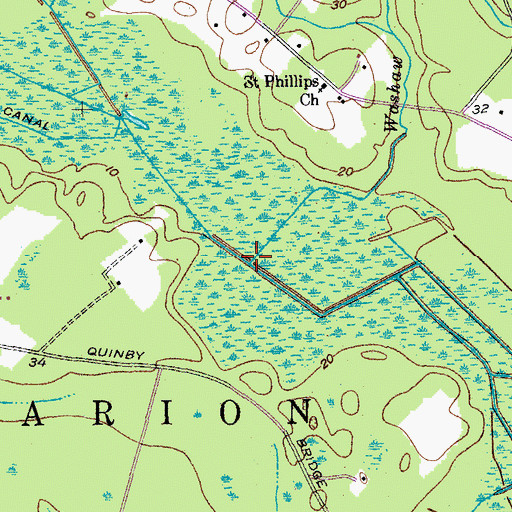 Topographic Map of Washaw Creek, SC