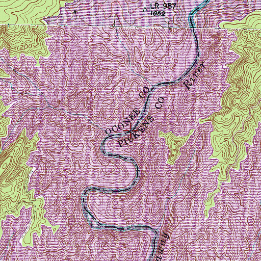 Topographic Map of Lake Jocassee, SC