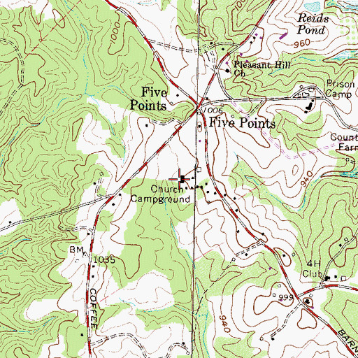 Topographic Map of Church Campground, SC