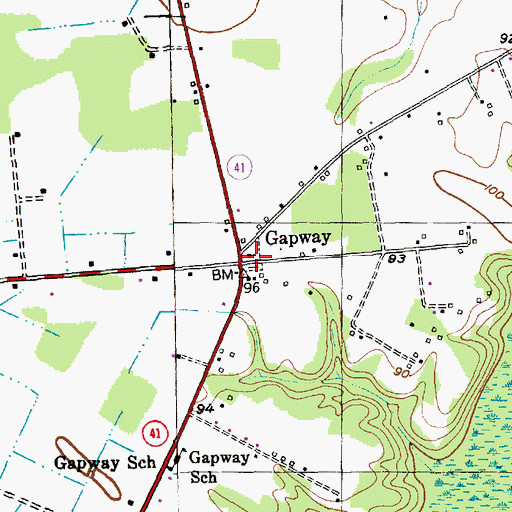 Topographic Map of Gapway Baptist Church, SC
