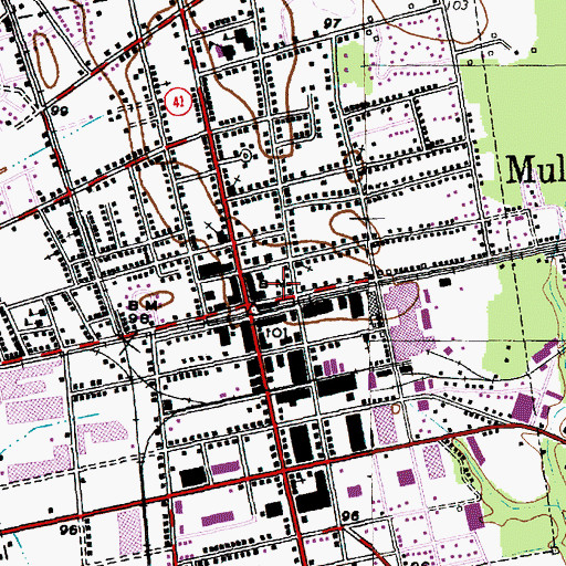 Topographic Map of Mullins City Hall, SC