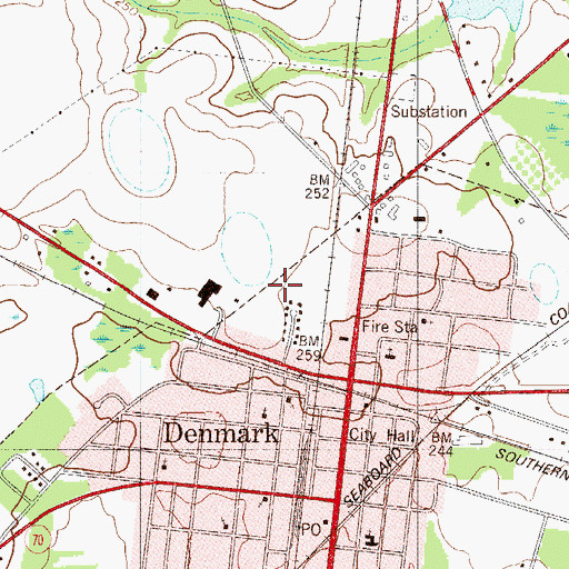 Topographic Map of Denmark Shopping Center, SC