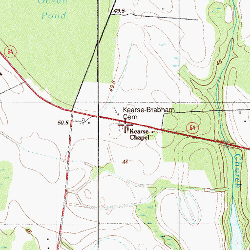 Topographic Map of Kearse - Barbham Cemetery, SC