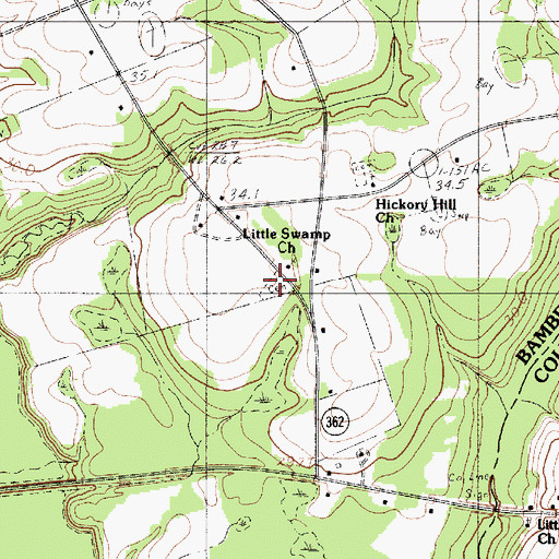 Topographic Map of Little Swamp Cemetery, SC
