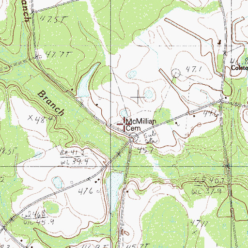 Topographic Map of McMillian Cemetery, SC