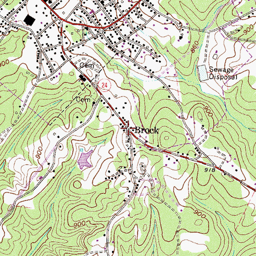 Topographic Map of Brock, SC