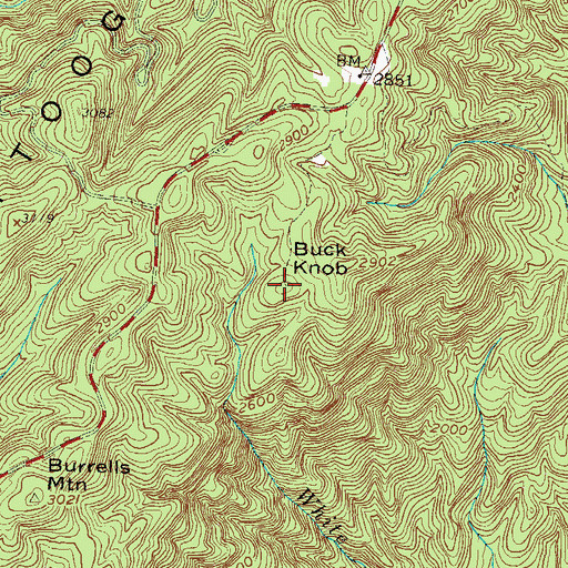 Topographic Map of Buck Knob, SC