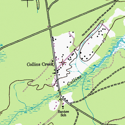 Topographic Map of Collins Creek, SC