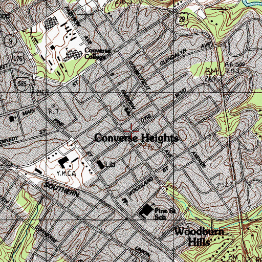 Topographic Map of Converse Heights, SC