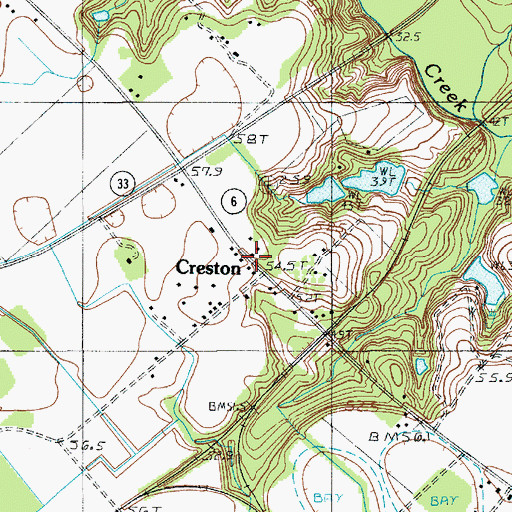Topographic Map of Creston, SC