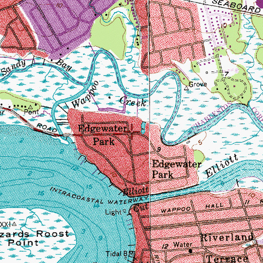 Topographic Map of Edgewater Park, SC