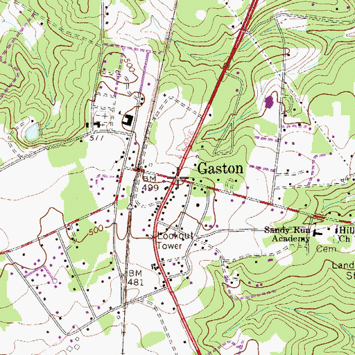 Topographic Map of Gaston, SC