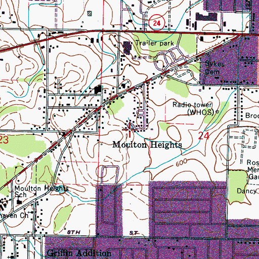 Topographic Map of Moulton Heights, AL