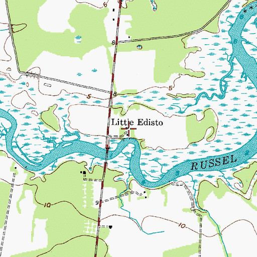 Topographic Map of Little Edisto, SC