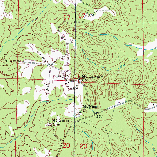Topographic Map of Mount Calvary Church, AL
