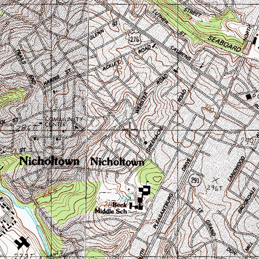 Topographic Map of Nicholtown, SC
