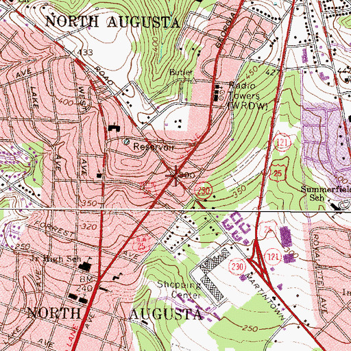 Topographic Map of North Augusta, SC