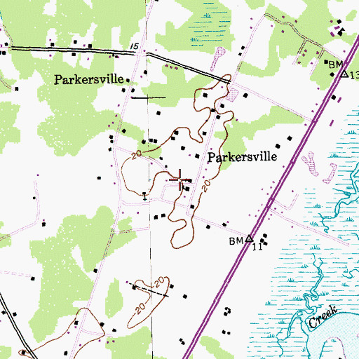 Topographic Map of Parkersville, SC