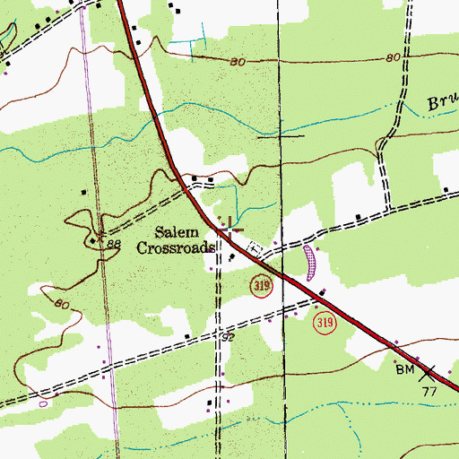 Topographic Map of Salem Crossroads, SC